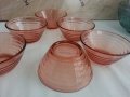 Ретро стъклени купички цветно розово стъкло 53г, снимка 7