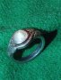 СТАРИНЕН СРЕБЪРЕН ПРЪСТЕН с ИНИЦИАЛИ на МАЙСТОРА "ВД" ВИСОКА ПРОБА СРЕБРО с БЯЛ ИВИЧЕСТ АХАТ 25205, снимка 6