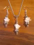 Прекрасен Бохо комплект бижута обеци и колие с рядки бели естествени Корали и орнаменти цвят сребро , снимка 5