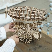 Нов 3D дървен пъзел Дирижабъл Играчка Конструкция за деца възрастни, снимка 2 - Пъзели - 38064902