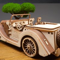 3D Механичен дървен пъзел кола 437 части - Ugears Roadster VM-01, снимка 2 - Образователни игри - 43645693