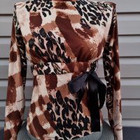 Дамска блуза с дълъг ръкав в кафяво-бежав цвят -модел 33, снимка 8 - Блузи с дълъг ръкав и пуловери - 39225133