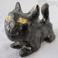 коте - черна котка стара фигурка статуетка фигура, подпис, снимка 1 - Декорация за дома - 28881792