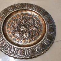 Турска медна кована чиния, пано за стена, 60те г–32см, снимка 5 - Антикварни и старинни предмети - 38351471