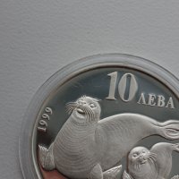 10 лева 1999 година Тюлен монах, юбилейна, сребърна  БНБ монета, снимка 11 - Нумизматика и бонистика - 43153737
