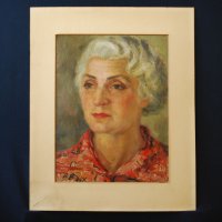 Стара картина, портрет, жена, Ваня Васкова (1912-1995), снимка 1 - Картини - 29059314