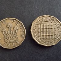 Монети. Англия. Великобритания. Три пенса . 1943 и 1965 година. 2 бройки., снимка 1 - Нумизматика и бонистика - 38439779