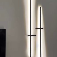 LED лампа черен цвят за стена / Алпик от дърво 1м, снимка 2 - Друга електроника - 43880218