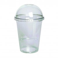 Пластмасова чаша бомбе с капак + дупка 300 мл, снимка 1 - Друго търговско оборудване - 39261061