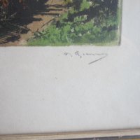 Стара  картина офорт гравюра подписана , снимка 4 - Картини - 36917730