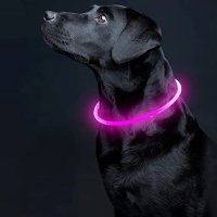 Светещ LED нашийник за големи и малки породи кучета , каишка за куче светеща лента, снимка 5 - За кучета - 43118651