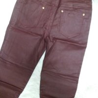 Еластичен панталон в бордо имитиращ кожен , снимка 5 - Панталони - 43126647