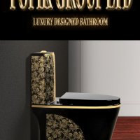 Дизайнерски Луксозен ЧЕРЕН  Моноблок за Баня и тоалетна с златни орнаменти ПРОМО, снимка 3 - Други - 27070656