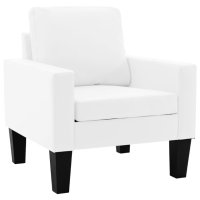 Комплект мека мебел, 3 части, бял, изкуствена кожа, снимка 8 - Дивани и мека мебел - 40304925