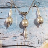 Красив комплект бижута с кристални перли и изящни орнаменти в цвят Сребро , снимка 7 - Бижутерийни комплекти - 34816629