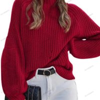 Дамски ежедневен свободен пуловер с висока яка, 8цвята - 023, снимка 2 - Блузи с дълъг ръкав и пуловери - 43039851