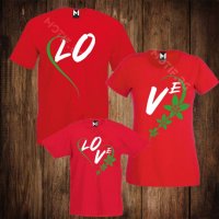 Семейни тениски с щампа мъжка тениска + дамска тениска + детска тениска LOVE , снимка 1 - Тениски - 26351143
