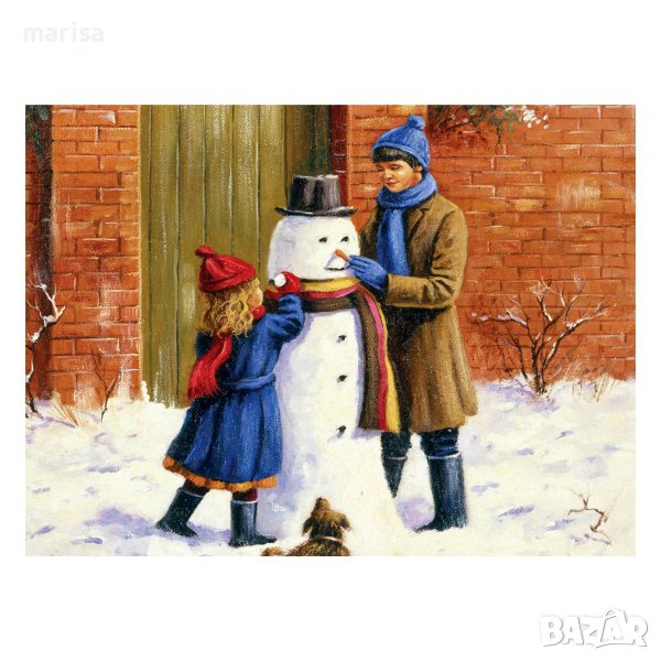 Рисуване по номера с акрилни бои, Adult за напреднали, Снежен човек, 39х30см Код: PAL37, снимка 1
