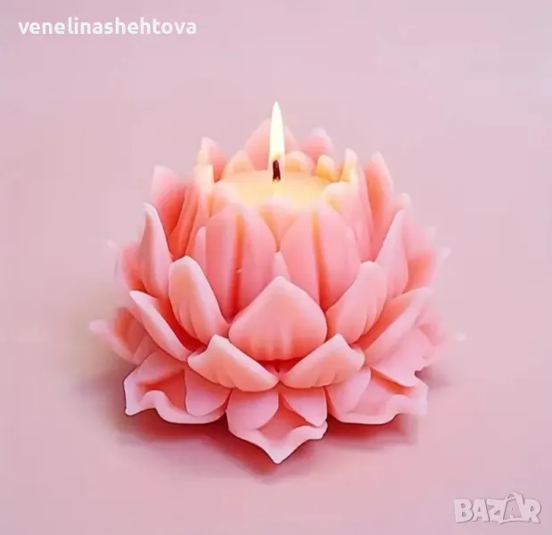 3D Огромен лотос лотус полуръзцъфнал Силиконов молд за свещи гипс сапун фондан , снимка 1