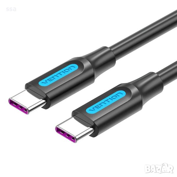 Vention Кабел USB 2.0 Type-C to Type-C - 2M Black 5A Fast Charge - COTBH, снимка 1