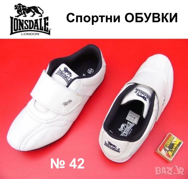 НОВИ Оригинал LONSDALE Мъжки Кожени МАРАТОНКИ № EU 42 Спортни Обувки Сникърси с Велкро Лента БАРТЕР, снимка 1