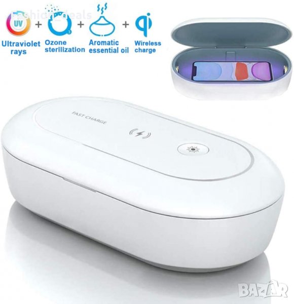 UV стерилизатор и безжично зарядно за почистване дезинфекция на телефон бижута часовници, снимка 1