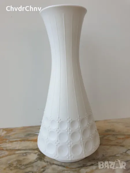 Edelstein 20см/Еделщайн Бавария стара немска порцеланова ваза/бяла-модернизъм-бисквит, снимка 1