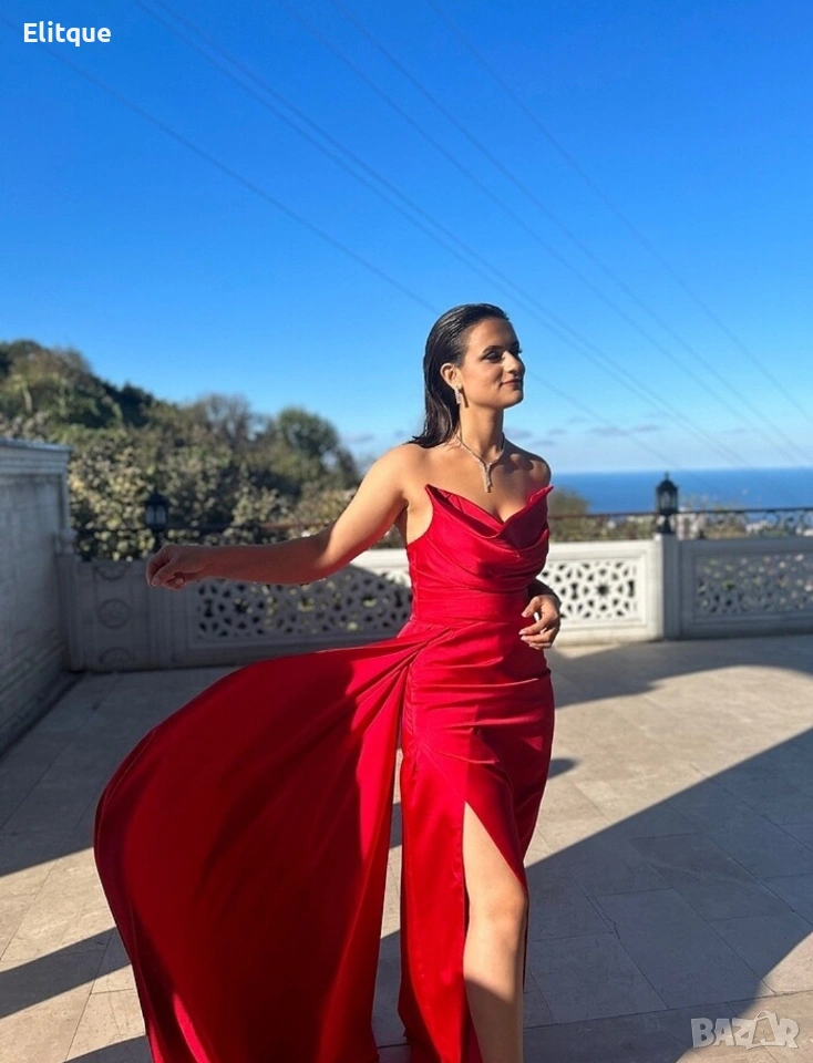 ⭐️Дълги сатенени рокли с цепка, снимка 1