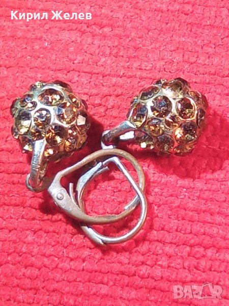 РЕТРО МЕДНИ ТОПЧЕСТИ ОБЕЧКИ с ЦИТРИН ФАСЕТИРАН КЛАСИЧЕСКИ СТИЛ 17612, снимка 1