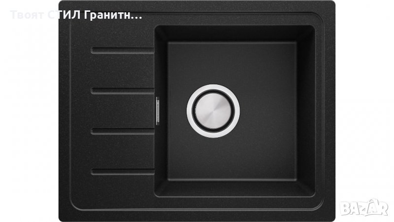 Кухненска Мивка от Гранит  Копенхаген Easy 440 x 550 - Черна, снимка 1