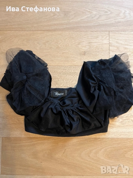 Разкошен нов елегантен черен топ Djofra Джофра дантела трико , снимка 1