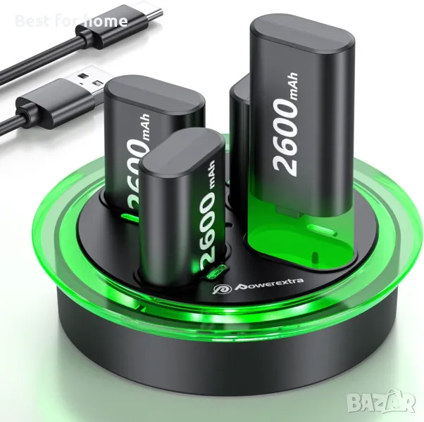 Xbox Controller 4 батерии и докинг станция от Powerextra, снимка 1