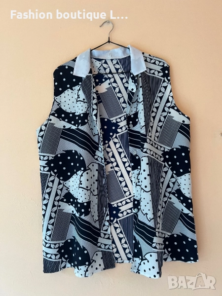 Риза без ръкави с копченца отпред с уникален геометричен десен 52 размер 🖤🤍🖤🤍🖤, снимка 1