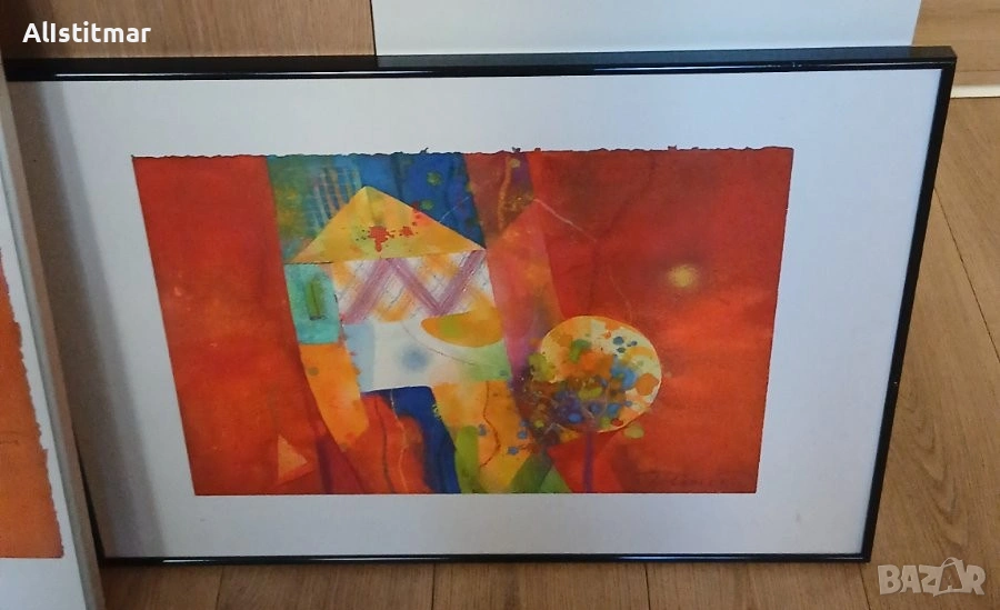 Голяма авторска абстрактна картина, подписана (70/47см), снимка 1