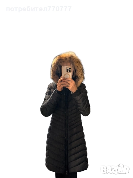 Промоция!!! Страхотно дълго зимно яке с гъши пух и богат естествен косъм Moncler Монклер, снимка 1