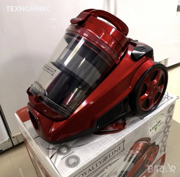 Прахосмукачка без торба Royalty Line RL-BSCM1400.60, 850W, 3 литра, HEPA филтър, Циклон, Червен, снимка 1