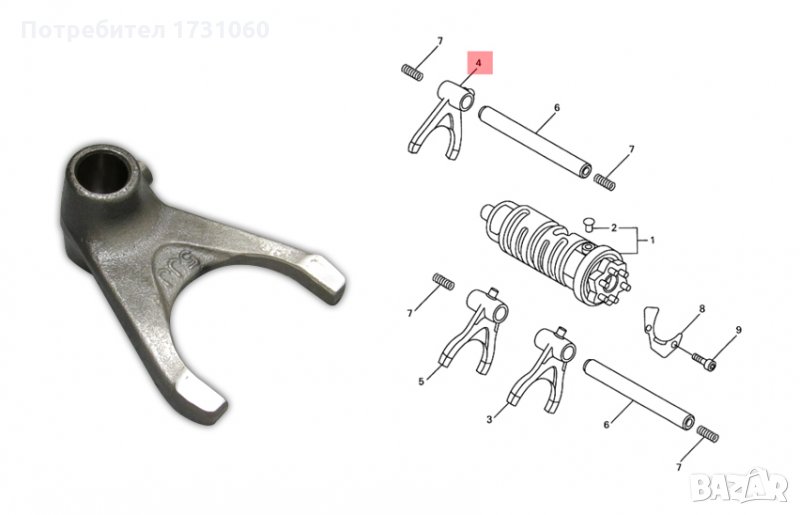 Вилка за 5-та и 6-та скорост на Yamaha YZF-R1 и FZS1000, снимка 1