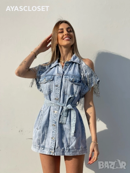 Дънкова рокля - Елек Деним Универсален размер, снимка 1