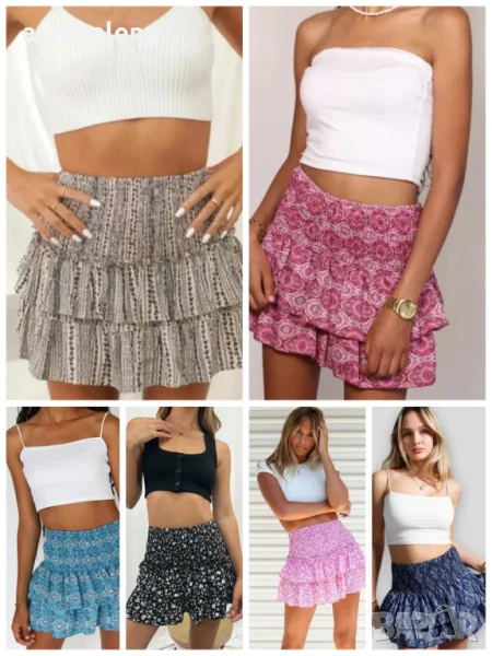 Дамска модна плисирана пола с флорален принт, 11цвята, снимка 1