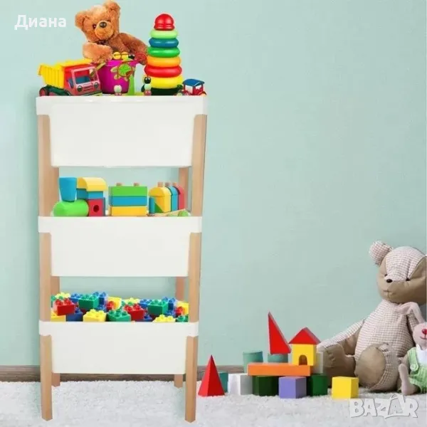 Органайзер с 3 рафта за съхранение от дърво и пластмаса, снимка 1