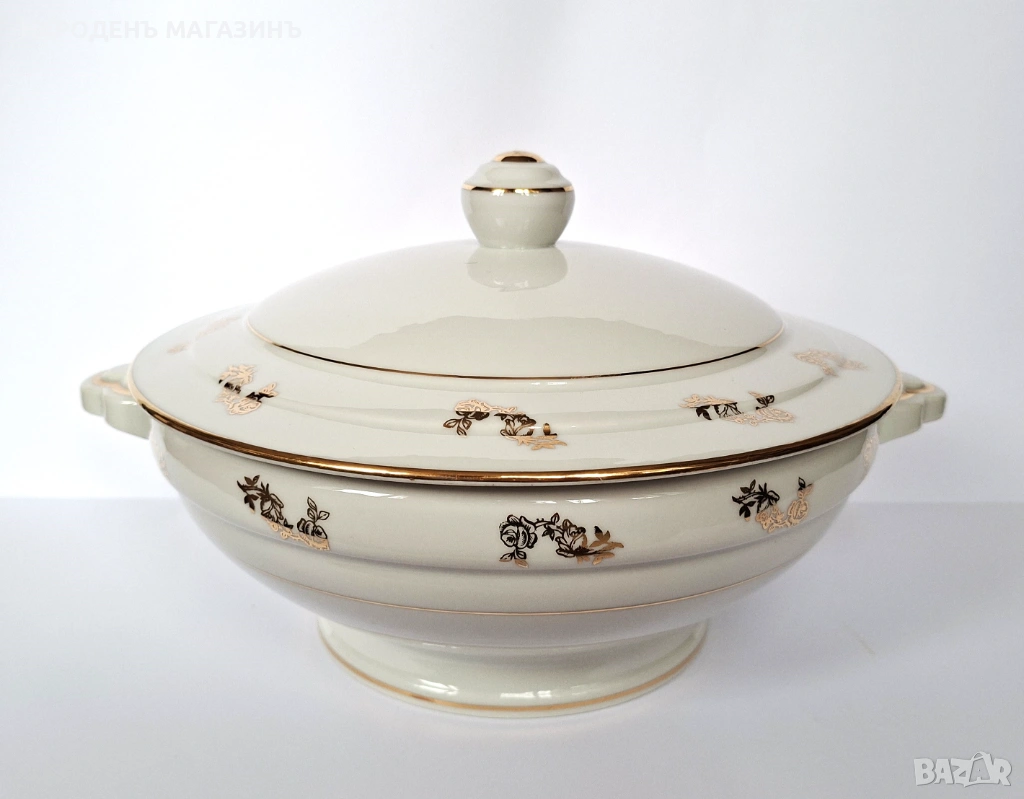 LIMOGES - D.R.B - Антикварен френски порцелан терин Много голям съд за топло сервиране супник сервиз, снимка 1