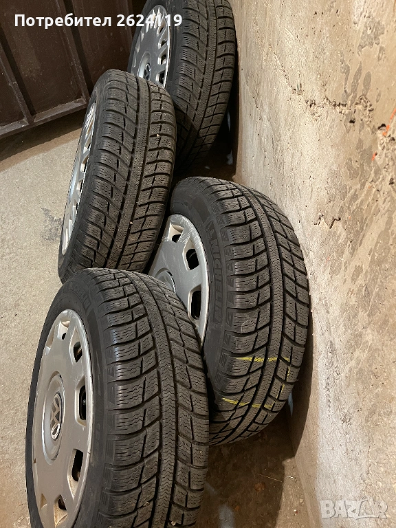 Продавам железни джанти с зимни гуми Michelin Alpin 185/60/15 , 5х100, снимка 1