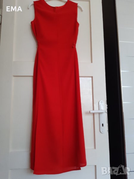 Червена дълга рокля с отстъпка, снимка 1