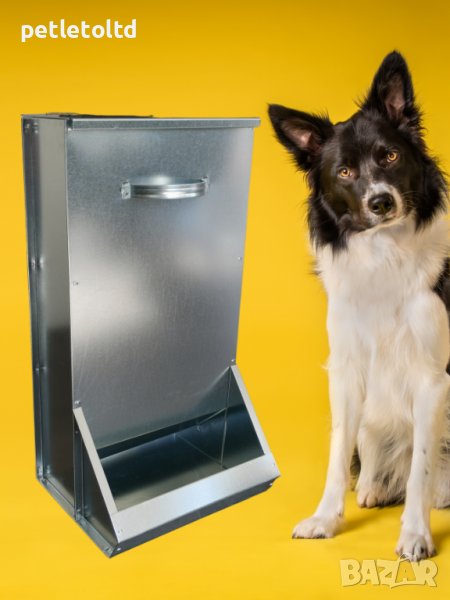 Хранилка за куче, метална (с капацитет на контейнера за около 6 кг. гранулирана храна), снимка 1