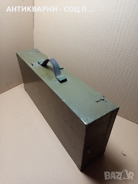 Стар Дървен Военен Сандък Куфар., снимка 1