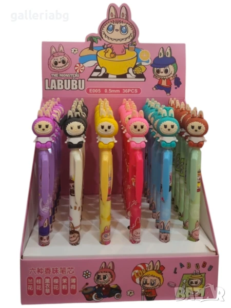 Комплект 36 химикалки Labubu – цветни, с герои, 0.5 mm (Лабубу), снимка 1
