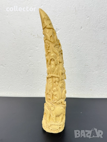 Декоративна гравирана бивна "дървото на живота" №7791, снимка 7 - Антикварни и старинни предмети - 52927260