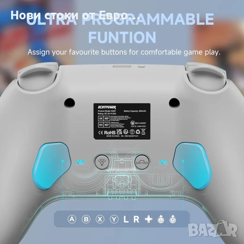 ECHTPower контролер за превключване, ретро цветен безжичен контролер за превключване , снимка 5 - Джойстици и геймпадове - 52518285