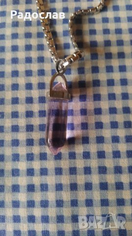 синджир с висулка от аметист , снимка 2 - Колиета, медальони, синджири - 43145778