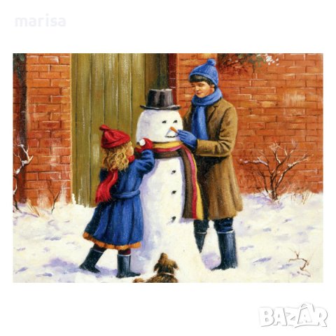 Рисуване по номера с акрилни бои, Adult за напреднали, Снежен човек, 39х30см Код: PAL37, снимка 1 - Рисуване и оцветяване - 43279682